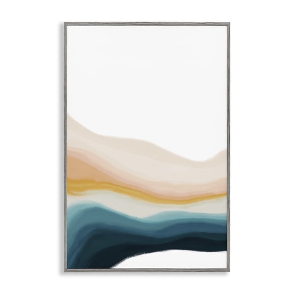 Stupell Industries Peach Swirl Landscape Abstract Painting Gray Framed Art Print Wall Art, 12 x 18