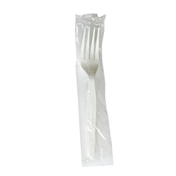 Boardwalk BWKFORKWHPSIW Heavyweight Wrapped Polystyrene Fork Cutlery - White (1000/Carton)