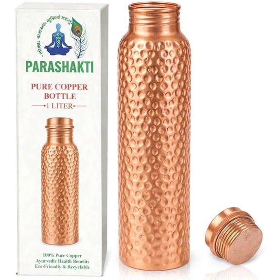 Copper Water Bottle for Drinking Water, 34 Oz Smooth Finish – Stay Hydrated and Enjoy Ayurvedic Benefits – Leak-Proof, Temperature Retention, Eco-Friendly Design – Durable Copper Bottle
