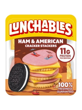 Lunchables Ham & American Cheese Cracker Stackers Whole Kids Lunch Snack, 3.2 oz Tray