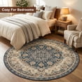 thumbnail image 5 of ICEANT Persian Style Round Area Rug, 6'x6' Round Vintage Anti-Slip Carpet for Living Room Bedroom, Boho Non-Shedding Mat for Balcony Floor, Dark Blue, 5 of 5