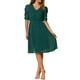 thumbnail image 2 of INSPIRE CHIC Vestido de Mujer Chifón con Estrellas Metálicas, Manga Fruncida, Cuello en V, Corte A, Color Verde, 2 of 6