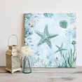 thumbnail image 5 of Teal Starfish Canvas Wall Art, Summer Shell Coral Watercolor Nautical Framed Wall Decor Modern Artwork Prints Painting for Living Room, Bedroom, Kitchen & Cafe Decor 8x8 Inch, 5 of 9