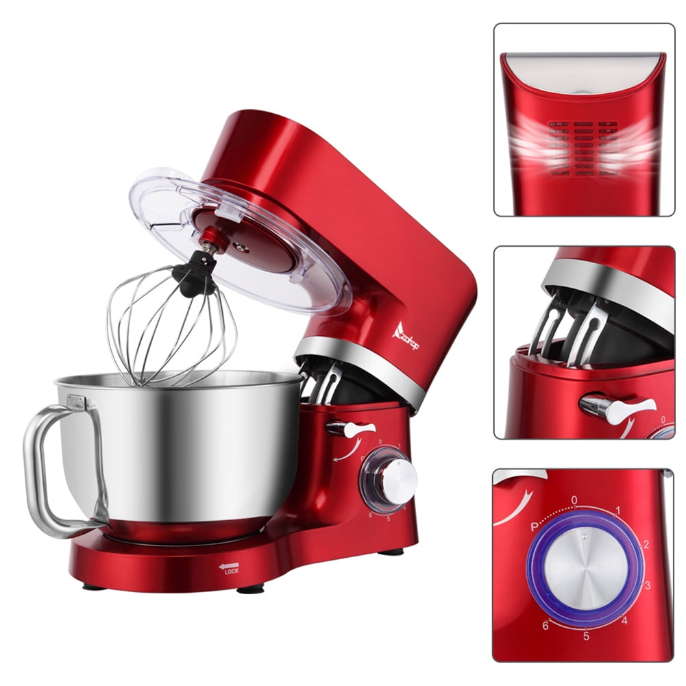Private Jungle 660W 7-Speed Tilt-Head Kitchen Mixer, with 5.8QT Stainless Steel Mixing Bowl, Beater, Dough Hook, Whisk, Household Use - Red Private Jungle 660W 7-Speed Tilt-Head Kitchen Mixer, with 5.8QT Stainless Steel Mixing Bowl, Beater, Dough Hook, Whisk, Household Use - Red