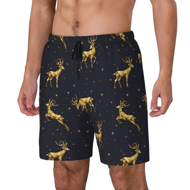 Fotbe Christmas Deers Traje de Baño para Hombre – Shorts de Natación de Secado Rápido con Forro y Bolsillos-X-Large