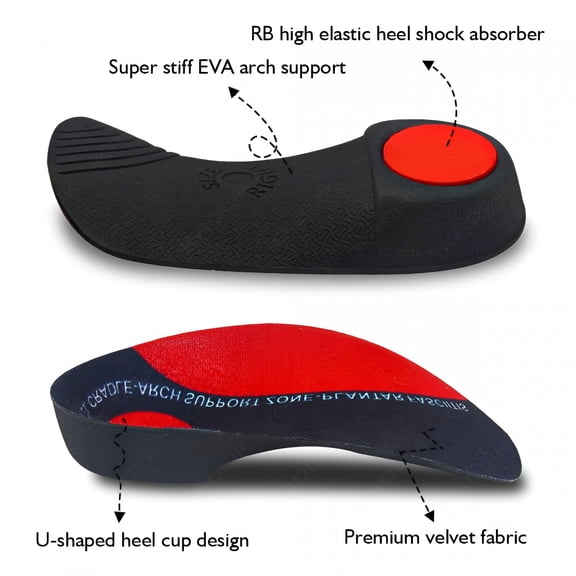 XIRQI 3/4 Flat Feet Insole Severe Orthotic Arch Support Insert Orthopedic Shoes Sole Pads Heel Pain Plantar Fasciitis Men Woman Unisex 1 Pair M Eu 39-42
