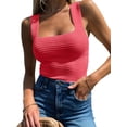 thumbnail image 4 of Womens Ribbed Tank Tops Sleeveless Square Neck Shirts Casual Slim Fitted Knit Shirts, 4 of 5