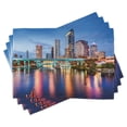 thumbnail image 1 of Ambesonne City Place Mats Set of 4, Hillsborough River USA, Standard Size, Multicolor, 1 of 6