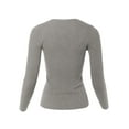 thumbnail image 3 of A2Y Women's Fitted Ribbed Long Sleeve Henley Sweater Heather Grey M, 3 of 5
