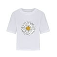 thumbnail image 3 of OKBOP Summer Tops for Women 2024 Short Sleeve White Crew Neck Floral T-Shirts Ladies Shirts Clearance, 3 of 5