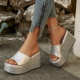 thumbnail image 5 of Hinvhai Wedge Chunky Platform Womens Sandals Backless Slip on Comfy Round Open Toe Mules Summer Sandals for Women Silver 7(39), 5 of 9