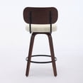 thumbnail image 6 of Hassch Swivel Counter Height Bar Stools Set of 2, Faux Leather Upholstered Seat with Wooden Legs & Metal Foot Ring, 350lbs Weight Capacity, Beige, 6 of 10