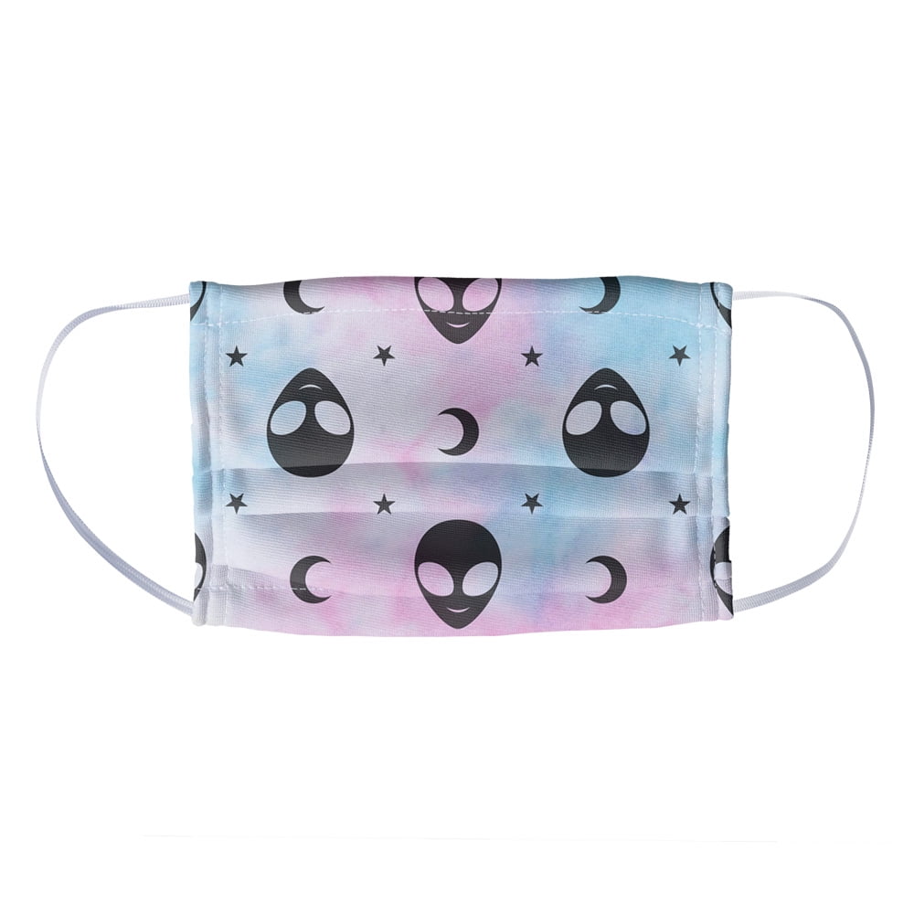 Aliens and Moons Pattern 1-Ply Reusable Face Mask Covering, Kids