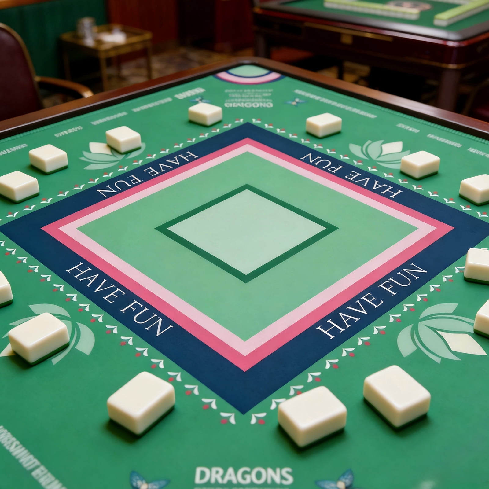 Mahjong Game Table Mat, Thickened Non-slip Rubber, 1 Piece Pink, Noise Reduction Wear-resistant for Home Game Night