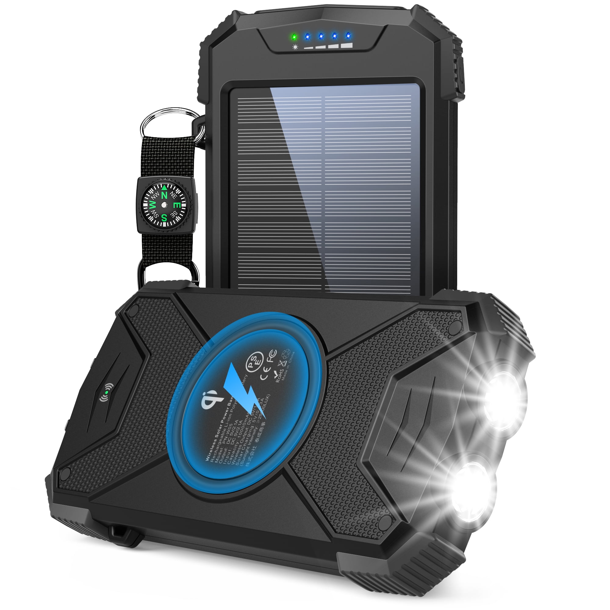 BLAVOR Solar Power Bank Qi Wireless Charger 10 000mAh External Battery 