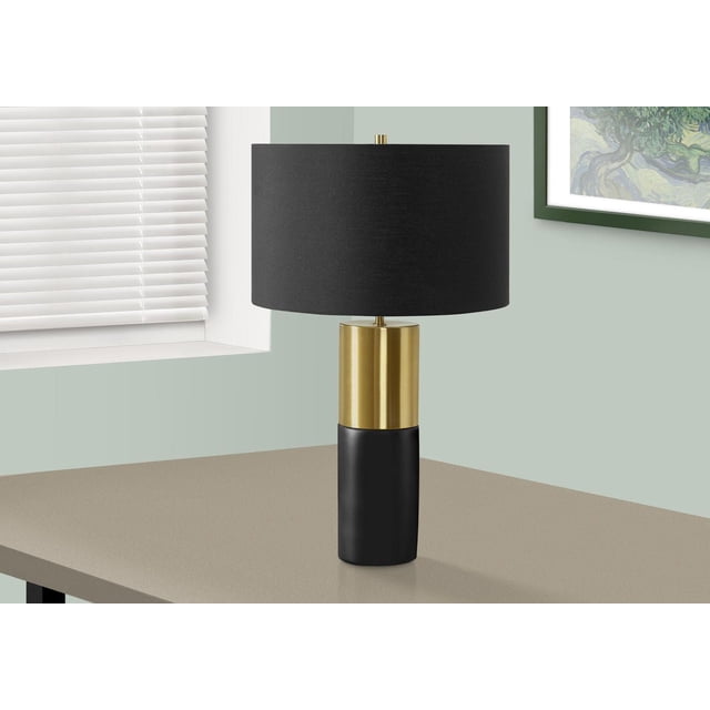 Monarch Specialties Lighting, 25"h, Table Lamp, Black Concrete, Black Shade, Contemporary