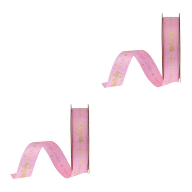 Guardoinrt Happy Birthday Ribbons DIY Gift Wrapping for Cake Flowers Box Pink 20Yard 1.5cm 2Set
