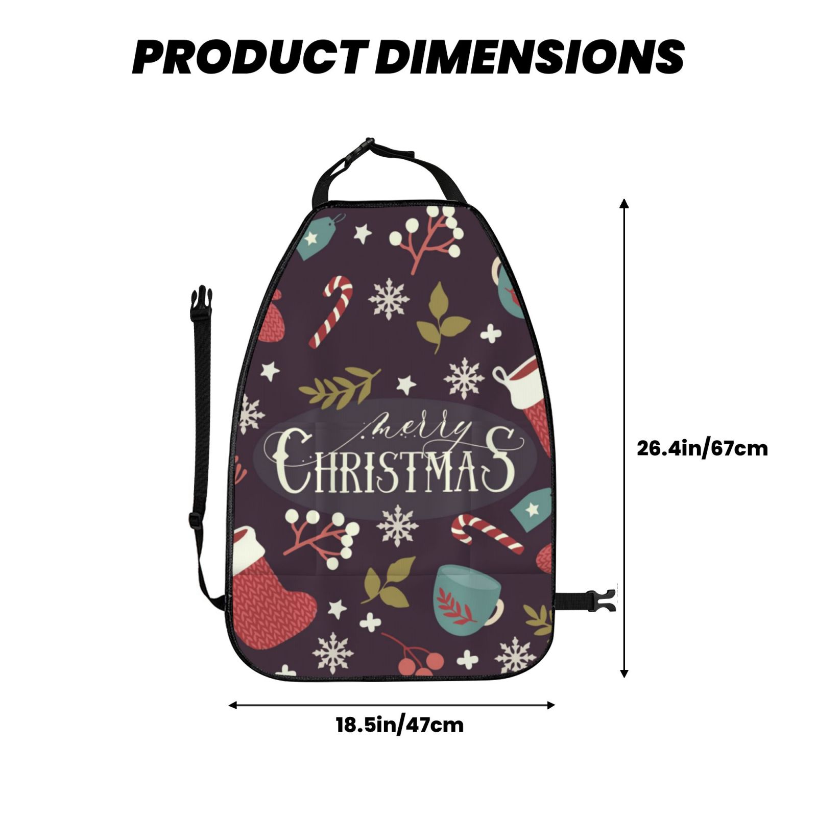 Xecao Merry Christmas Pattern Car Seat Back Protector 2 Pack Large Capacity Pocket, Kick Mats Back Seat Protector