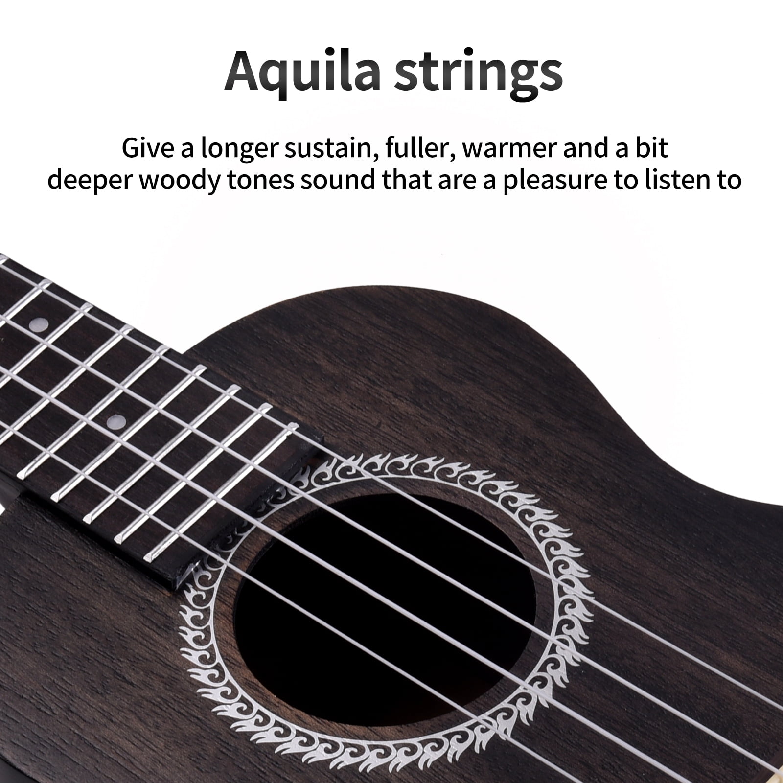 ADM Concert Ukulele 23'' Mahogany Hawaiian Ukulele Kit for Beginner Kid Adult with Free Lessons, Black