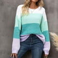 thumbnail image 4 of Giftesty Sweaters for Women Plus Size Women's Casual Round Neck Long Sleeve Sweater Knitted Stripe Loose Blouse Tops, 4 of 8