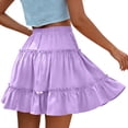 thumbnail image 5 of Dianli Floral Short Skirt Lace Skirt Women's Solid Color Elastic Waist Floral Short Skirt Cotton Linen Look Lace Trim Pull On Casual Day To Night Short Skirt, 5 of 6