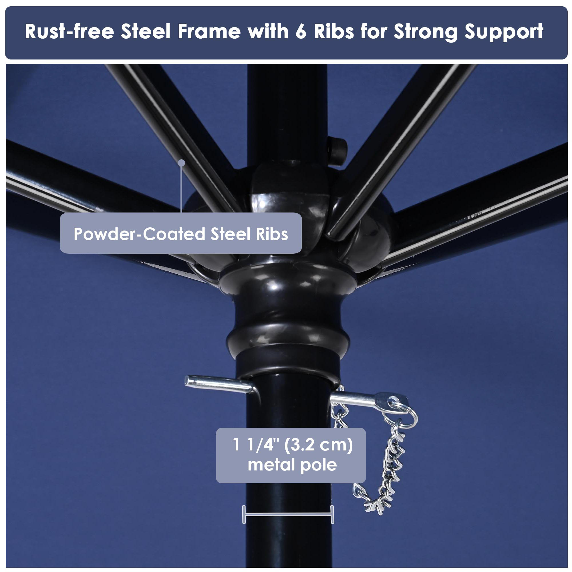 Yescom 7.5ft Outdoor Patio Umbrella with Base Included Heavy Duty Weighted Stand Holder with Scale Tilt Sunshade Garden Parasol for Yard Deck Market Pool Navy Blue