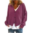 thumbnail image 2 of Fiogavroetic Mode Femme Couleur Unie Cardigan Tricoté à Manches Longues Décontracté, 2 of 5