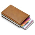 thumbnail image 5 of RFID-Safe leather jacket card holder slides forward 8 cards mo sed Dark brown, 5 of 5