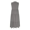 thumbnail image 4 of Under $20 Womens Dresses Summer Saving Clearance, Women's Fashion Casual Solid Color V-Neck Pullover Sleeveless Pullover Long Dress(Gray,M), 4 of 6