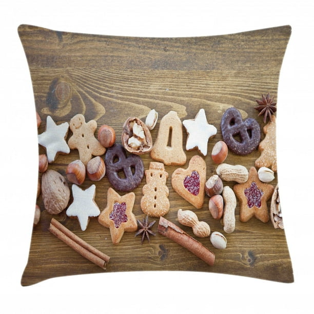 Cookie Throw Pillow Cushion Cover Assorted Cakes And Sweets In Frosting Nuts And Gingerbread Man Stars Glazing Decorative Square Accent Pillow Case 24 X 24 Multicolor By Ambesonne Walmart Com Walmart Com