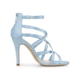 thumbnail image 6 of BLISSFUL STEP Women's Shoes Strappy Lace Up Open Toe Stiletto High Heel Dress Sandals  Sky Blue 5.5, 6 of 7