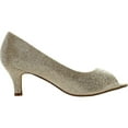 thumbnail image 2 of BONNIBEL WONDA-2 Womens Peep Toe Low Heel Glitter Slip On Dress Pumps, Champagne, 8, 2 of 4