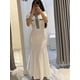 thumbnail image 4 of Vestido largo de punto con botonadura única para mujer, traje elegante de Metal con cuello en V, plisado, ajustado a la cadera, moda urbana, 2024, 4 of 5