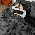 thumbnail image 4 of Manfei Baroque Gothic Theme Twin Bedding Sets 7pcs,Gray Damask Print Bedding Comforter Set 7pcs,Insect Animal Dragonfly Sheet Sets For Adults,Ultra Soft Bedroom Decoration Reversible, 4 of 7