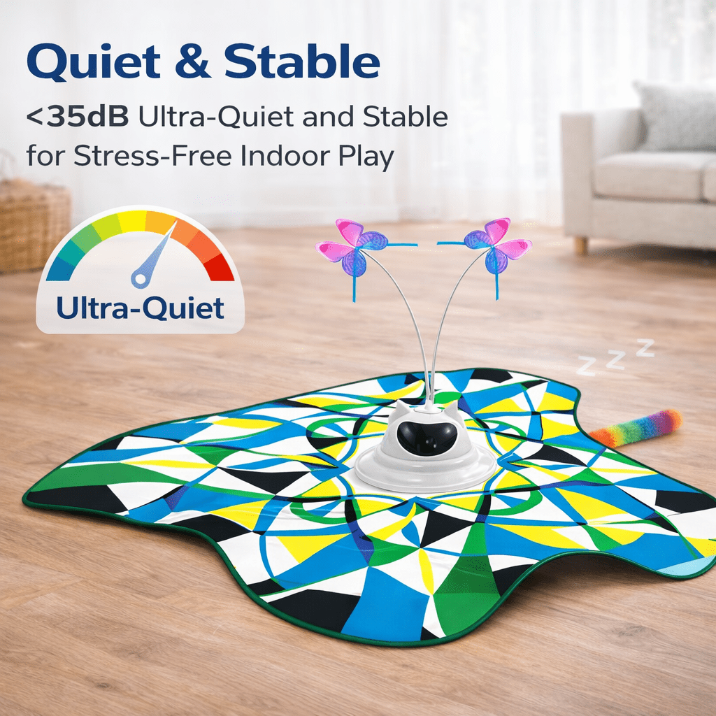 BONROB Automatic Cat Toy for Indoor Cats, Motion Activated Interactive Toy with Spinning Butterfly, Plush Tail, Usb Rechargeable
