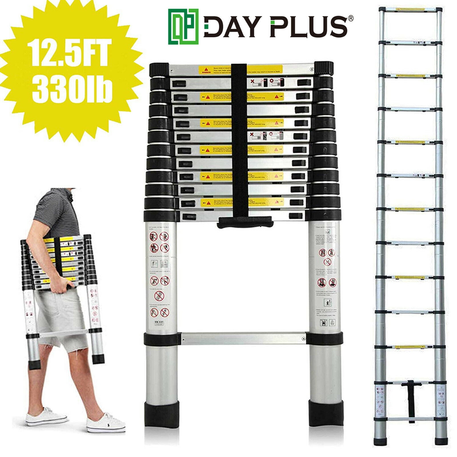 Dayplus 12.5FT Aluminum Telescoping Ladder Telescopic Extension Ladder