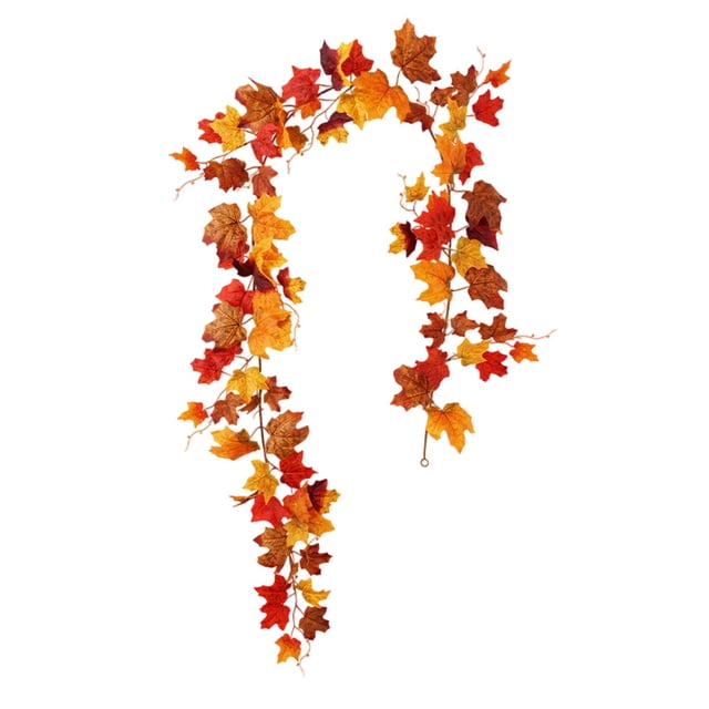 Halloween Wall Decor Holiday Fall Garland 2M Maple Leaf Rattan Cane Artificial Fall Leaves for Thanksgiving Halloween Decorations Wall Ceiling Diy Decor Fall Leaves Garland