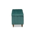 thumbnail image 4 of Contemporary Teal Blue Velvet Fabric Upholstered Button-Tufted Storage Ottoman Bench, Teal Blue, Brown, 4 of 5