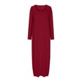 thumbnail image 4 of Yuyuzo Robe Maxi pour Femmes Manches Longues Décontractée Robe de Maison Couleur Unie Col Rond Basique Confortable, 4 of 6