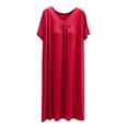 thumbnail image 4 of Diufon Nightgowns for Women Soft Thin Short Sleeve V Neck Pleated Pajamas Dress Casual Home Sleepwear, 4 of 5
