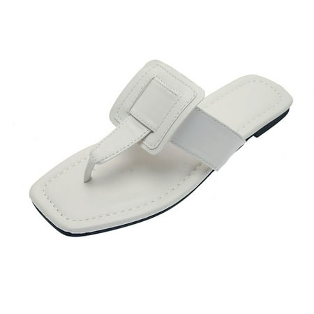 

Dyfzdhu Women s Slippers Fashion Flops Flip Buckle Flops Solid Color Flip Summer Women s slipper
