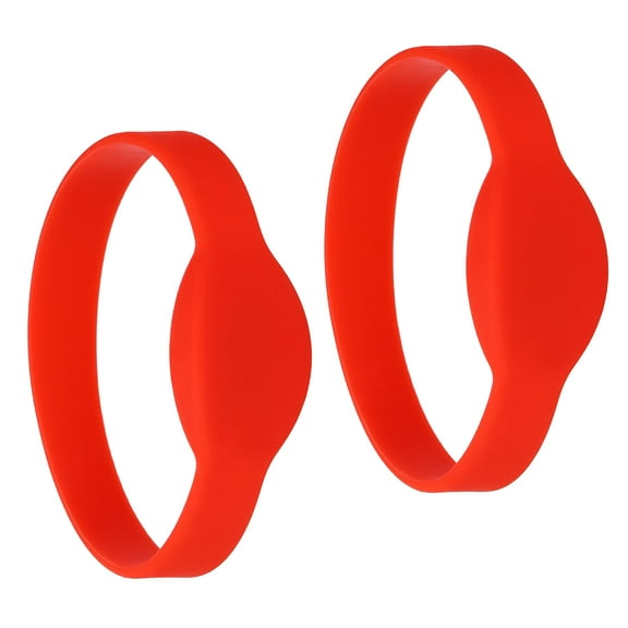 Uxcell RFID Silicone Wristbands 2 Pack 13.56MHZ IC Proximity Card Bracelet Waterproof ID Wrist Bands Access Control Red
