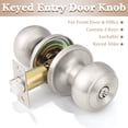 thumbnail image 2 of (3 Pack) knobelite Satin Nickel Round Entry Door Knobs Keyed Alike, Exterior/Interior Door Handles Bedroom Bathroom/Front/Offic Doors, Door Lock with Locks and 3 Combo Keys Lock Security, 2 of 6