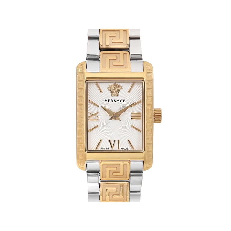 New Versace Tonneau Two-Tone Silver Dial Ladies Quartz  display picture 1