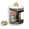 thumbnail image 2 of Modern Piggy Bank, Abondoned Grunge Old Torn Interior 4 Side Brick Walls Cracks Rugged Rusty Photo, Ceramic Coin Bank Money Box for Cash Saving, 3.6" X 3.2", Grey Redwood, by Ambesonne, 2 of 4