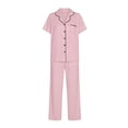 thumbnail image 3 of Gunia Women'S Pajamas Summer Short Sleeve Pajama Button Down Shirt Collar Comfortable Wear Two Piece Outfit Sleepwear Pjs S-2Xl, 3 of 3