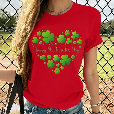 

Wenini Women s Tops Round Neck Half Sleeve Clearance Summer Relaxed Tank Tops Printing Pullover Casual T Shirt Authentic Fashion Women for Women Party Club Night Red XXL