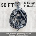 thumbnail image 2 of Cable de extensión Photo, calibre 14, 15 A, 50 pies, 11 enchufes, listado ETL, 2 of 6