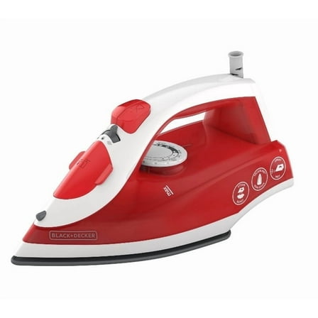 BLACK DECKER Variable Control Compact Iron, TrueGlide Premium Nonstick Soleplate, Ergonomic Mist/Steam Burst, Red