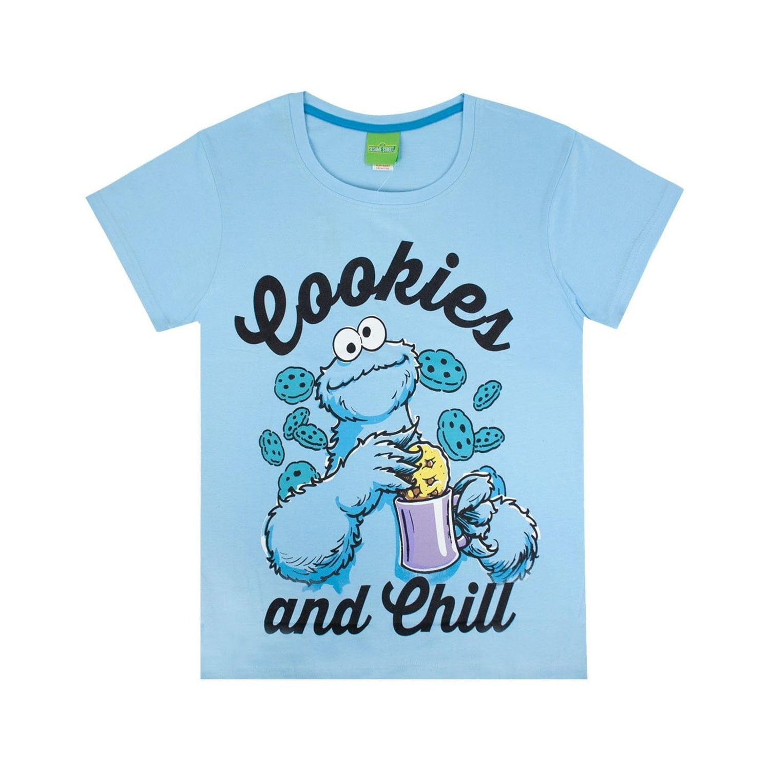 Sesame Street Womens Cookie Monster Pyjamas Blue L